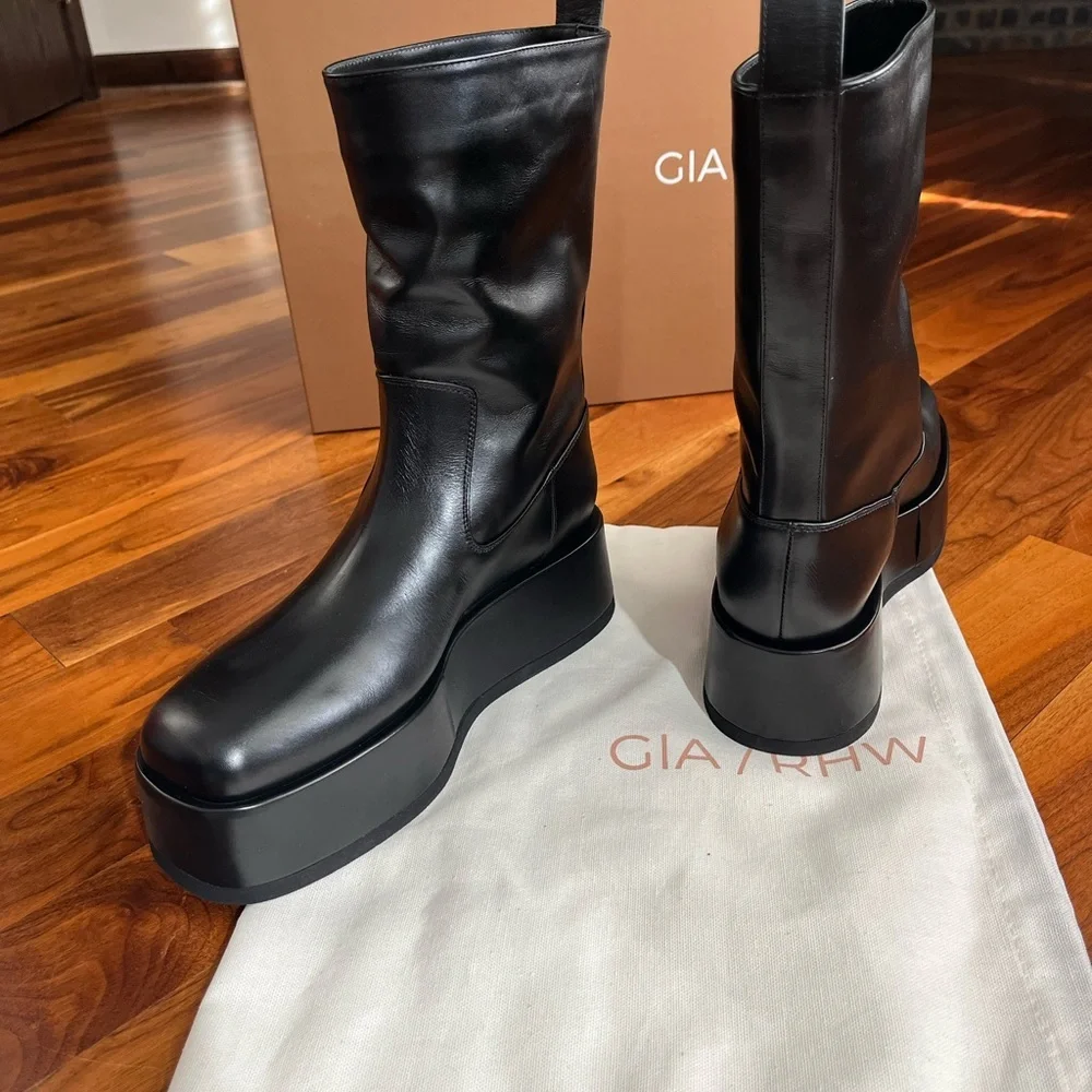 GIA BORGHINI Rosie 23 platform-sole boots, size 38.5, NEW